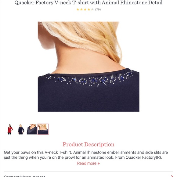 V neck Tee animal print rhinestone embellishment - Picture 6 of 6